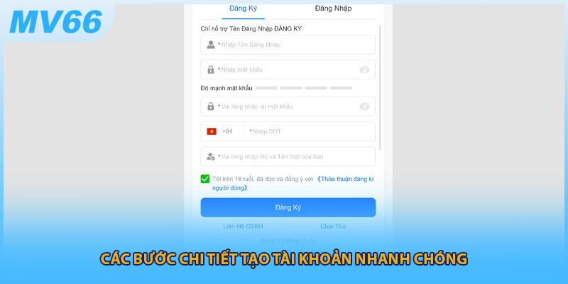 Các bước chi tiết tạo tài khoản nhanh chóng